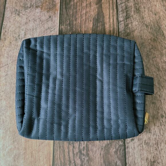 ROC Skincare Zipper Makeup Bag Dark Blue Quilted Fabric Cosmetic Pouch - Picture 2 of 6
